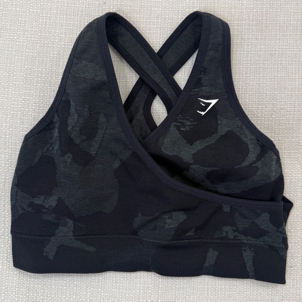 Gymshark Sports Bra Womens S Camo Seamless Cross Back Excellent